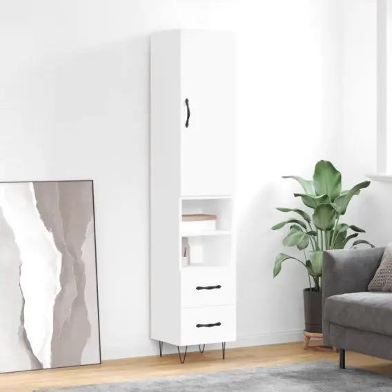 Wysoka szafka, biała, 34,5x34x180 cm, materiał drewnopochodny Lumarko! - Hurtownia wielobranżowa Lumarko Popularny